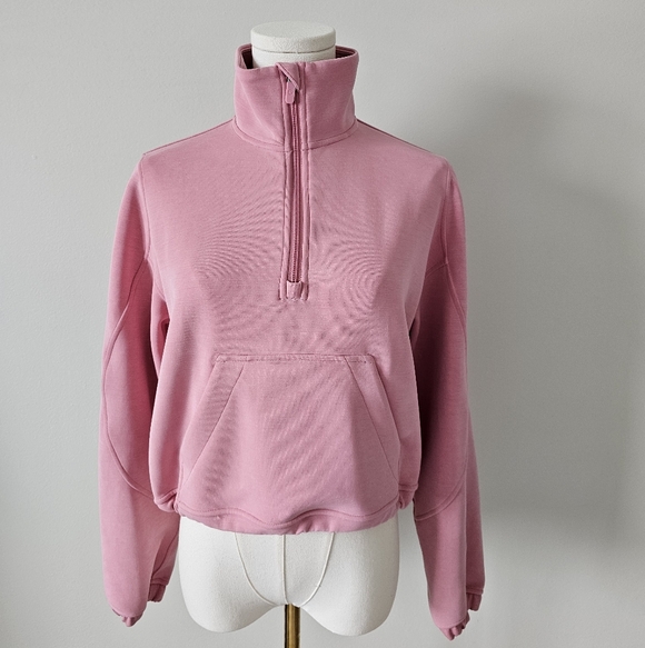 lululemon athletica Tops - Lululemon 2 Light Baby Pink Brushed Softstreme Half Zip Sweater